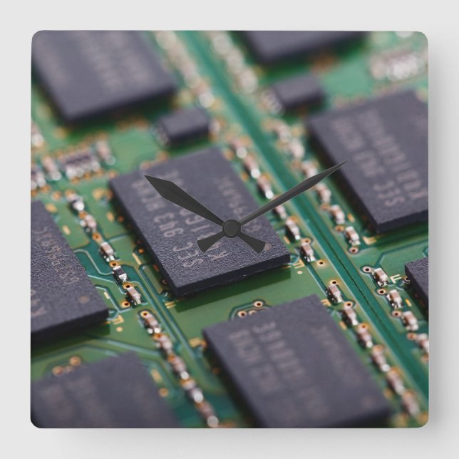 Relógio Quadrado Chips de memória de computador (Frente)