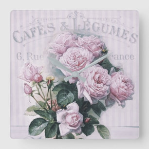 Relógio Quadrado chique, dissociação, vitoriano, chic francês, p