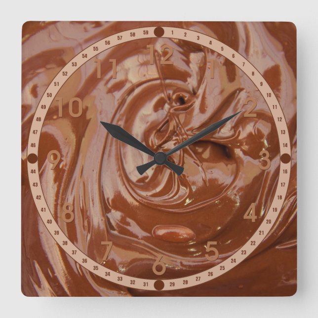 Relógio Quadrado Chocolate derretido (Frente)