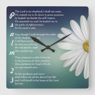 Relógio Quadrado Christian Wall Clock Psalm 23
