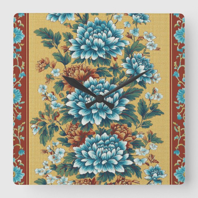 Relógio Quadrado Chrysanthemum Elegy (Frente)