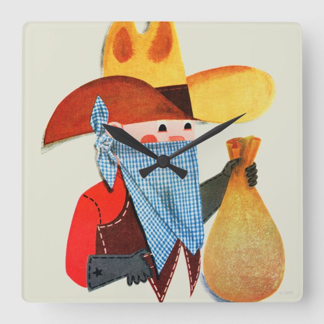 Relógio Quadrado Chuis e ladrões (Frente)