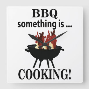 Relógio Quadrado Churrasco Cozinheiro Chef Divertido BBQ