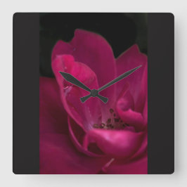 Relógio Quadrado Chuva na rosa