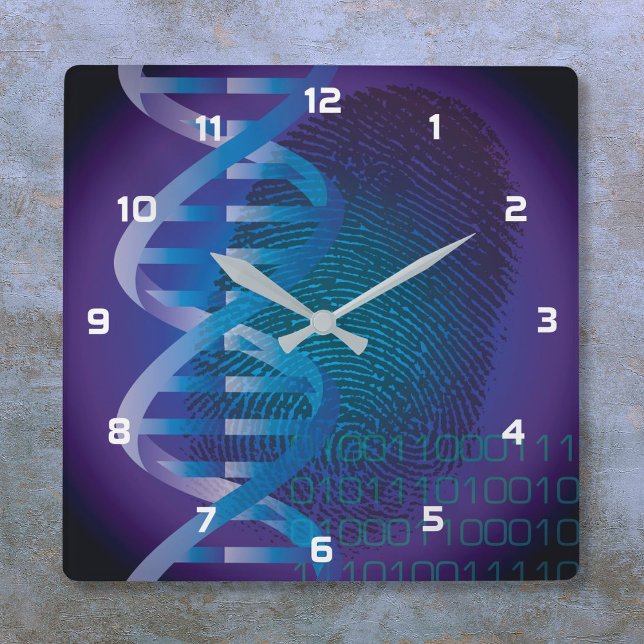 Relógio Quadrado Ciência Médica da Impressão Digital de DNA (DNA Fingerprint Medical Science Square Wall Clock)