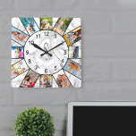 Relógio Quadrado Cinza de Colagem de Fotos Personalizada 12 Mármore<br><div class="desc">Crie seu próprio relógio de parede exclusivo com 12 de suas fotos favoritas. O modelo de foto está configurado pronto para que você adicione suas fotos trabalhando no sentido horário a partir do topo. Esta cinza de mármore branca, atraente, tem números negros e vai parecer excelente com a decoração moderna...</div>