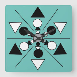 Relógio Quadrado Cinza Geométrica Mínima Branca Negra