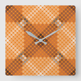 Relógio Quadrado Cinzas aos círculos castanhos sobre a laranja, for