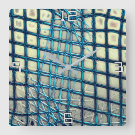 Relógio Quadrado Cinzas cianas desfocadas semelhantes ao emaranhado