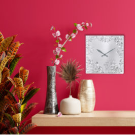 Relógio Quadrado Cinzas De Prata Palma De Palma Monocrome Aço Metál