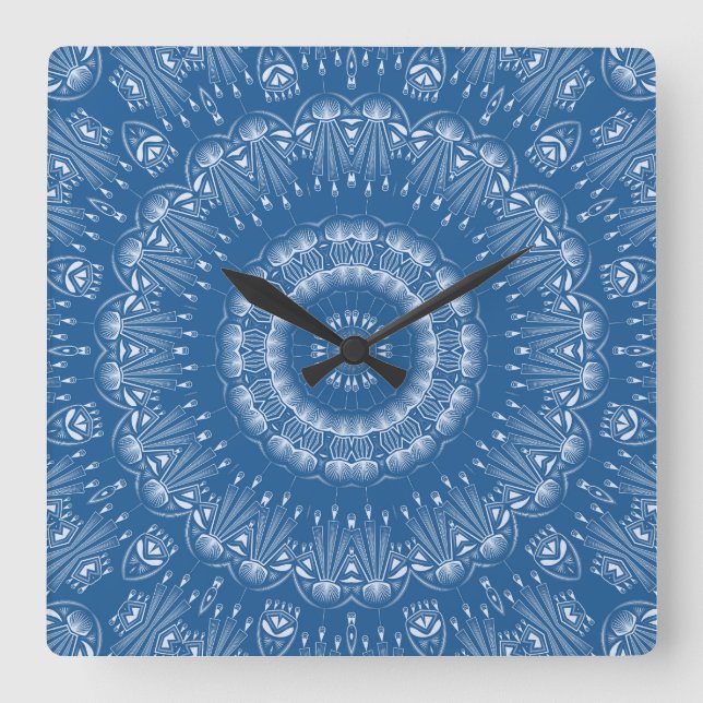Relógio Quadrado Circulo abstrato caleidoscópico caleidoscópico (Frente)