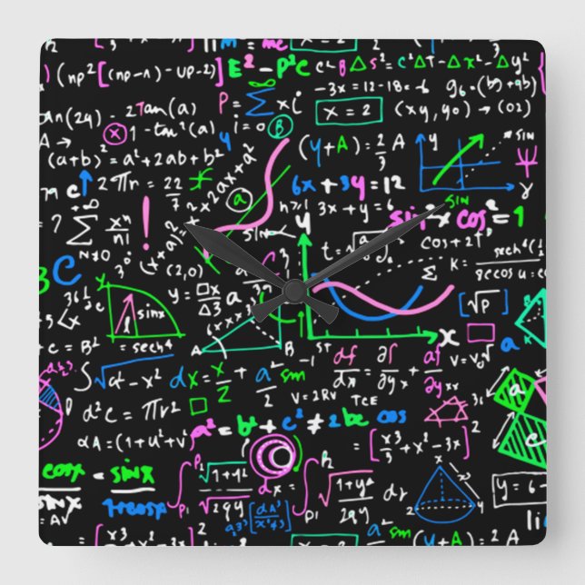 Relógio Quadrado Círculo de educação matemática linear em matemátic (Frente)