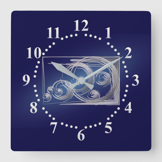Relógio Quadrado Círculos Fibonacci espalhados (Frente)