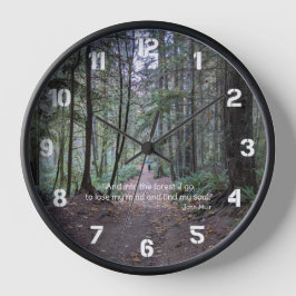 Relógio Quadrado Citação da Trilha Florestal John Muir