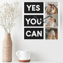 Relógio Quadrado Citação de Foto e Motivação da Família de Colagem 