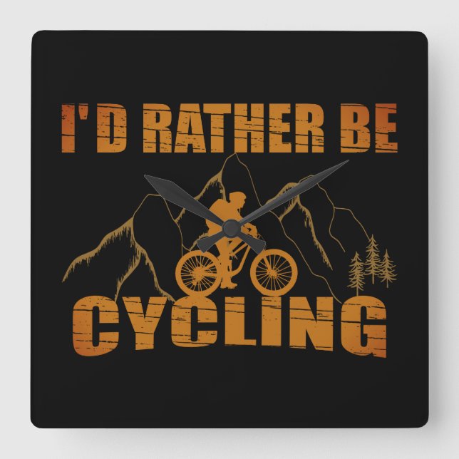 Relógio Quadrado Citações engraçadas de ciclismo (Frente)