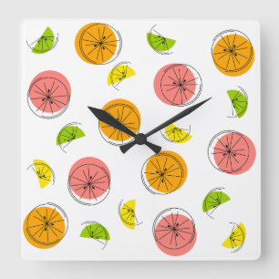 Relógio Quadrado Citrus Multi-clock quadrado