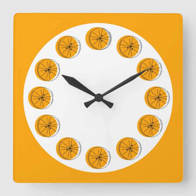 Relógio Quadrado Citrus Orange Multi-clock quadrado (Frente)