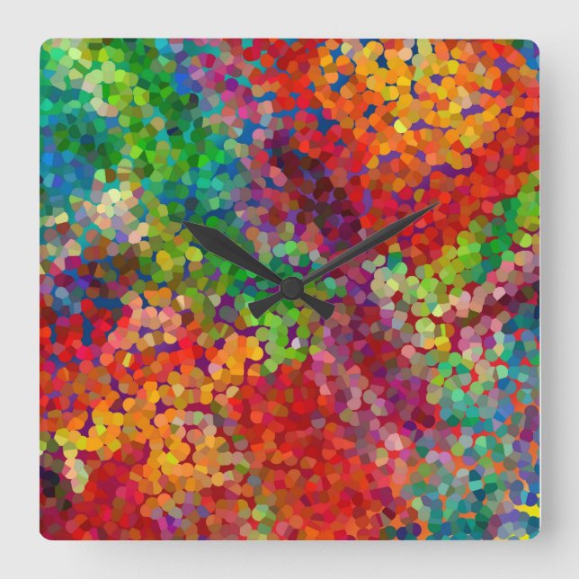Relógio Quadrado Clash da Teoria de Cores (Frente)