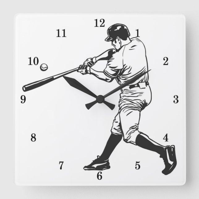 Relógio Quadrado Classic Baseball Wall Clock (Frente)