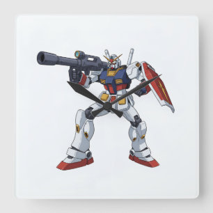 Relógio Quadrado Clássico Retro RX-78-2 Gundam Mecha Anime Ilustraç