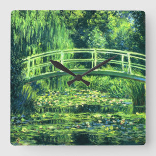 Relógio Quadrado Claude Monet: Bridge Over a Pond of Water Lilies