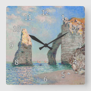 Relógio Quadrado Claude Monet - Falésias em Etretat