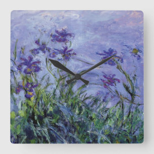 Relógio Quadrado Claude Monet Lilac Irises