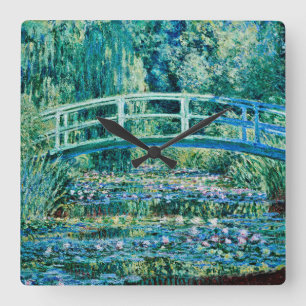 Relógio Quadrado Claude Monet - Lírios De Água E Ponte Japonesa
