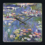 Relógio Quadrado Claude Monet - Lírios/Ninfas<br><div class="desc">Lírios/Ninfas - Claude Monet,  1916</div>