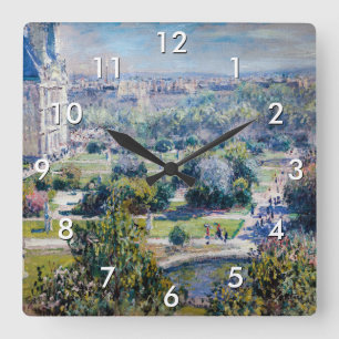 Relógio Quadrado Claude Monet - Os Jardins das Tulherias