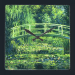 Relógio Quadrado Claude Monet: Ponte sobre uma lagoa de lírios de<br><div class="desc">Um outro pulso de disparo clássico bonito que caracteriza uma ponte sobre uma lagoa de lírios de água,  pintada pelo pintor impressionista francês Claude Monet.</div>