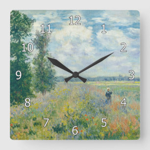 Relógio Quadrado Claude Monet - Poppy Fields próximo da Argentina (