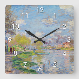 Relógio Quadrado Claude Monet - Primavera à beira do Sena