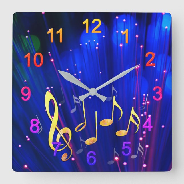 Relógio Quadrado Clave com Noten (Frente)