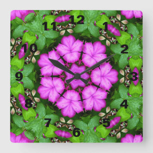 Relógio Quadrado Clematis Kaleidoscope
