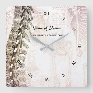 Relógio Quadrado Clínica de Chiropracor da Coluna Anatômica Vintage