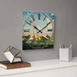 Relógio Quadrado Clipper Navega Boston Harbor 1800s