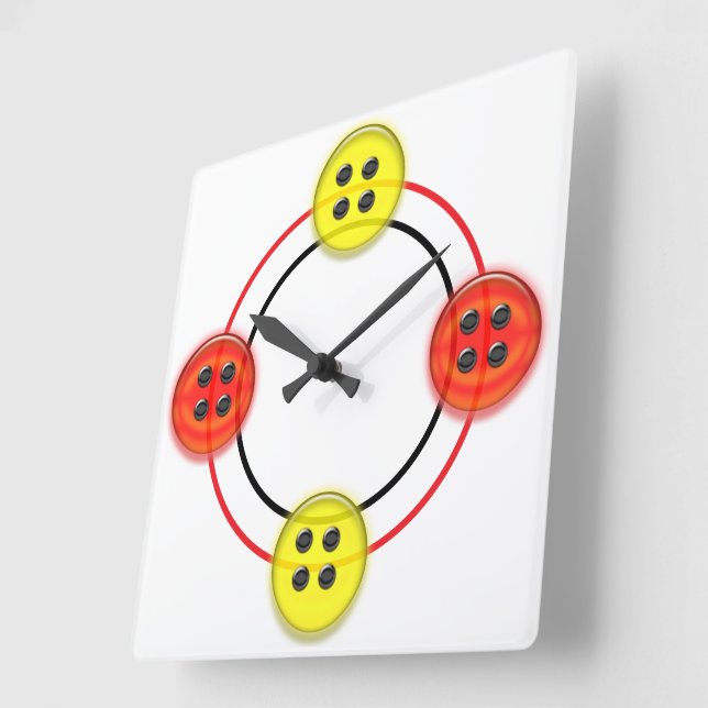 Relógio Quadrado Clock - 3D Buttons (Ângulo)