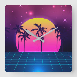 Relógio Quadrado Clock da Parede Retro-Futurística do Estilo de ano