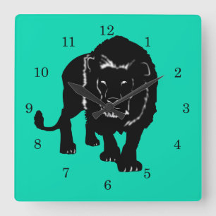 Relógio Quadrado Clock de Caixas Personalizadas com Leão - Arte
