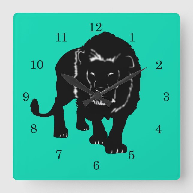 Relógio Quadrado Clock de Caixas Personalizadas com Leão - Arte  (Frente)