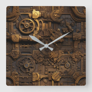 Relógio Quadrado Clock de Muro de Ursos Steampunk