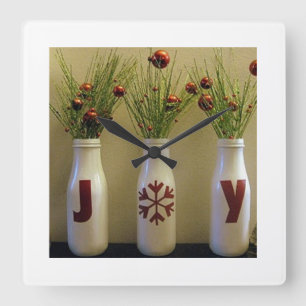 RELÓGIO QUADRADO CLOCK DE NATAL "JOY"