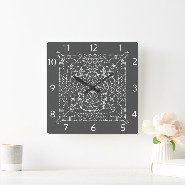 Relógio Quadrado Clock de Parede Quadrado de Gráfico de Cinzas de A (Lar)