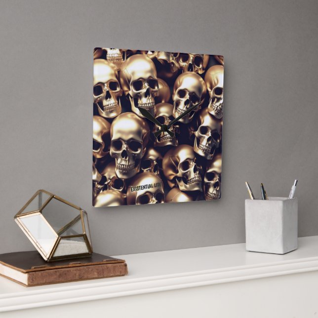 Relógio Quadrado Clock de Paredes Douradas LITE EXISTENTES (Escritório)