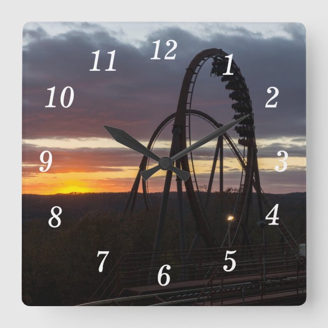 Relógio Quadrado Clock do Sunset Wall, em chamas (Frente)