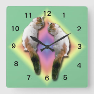 Relógio Quadrado Clock - Mirrored Cat
