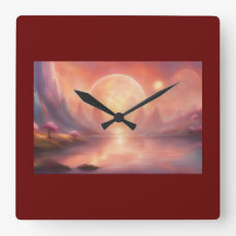 Clock Wall Burgundy cor Abstrato