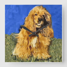 Relógio Quadrado Cocker Spaniel Art